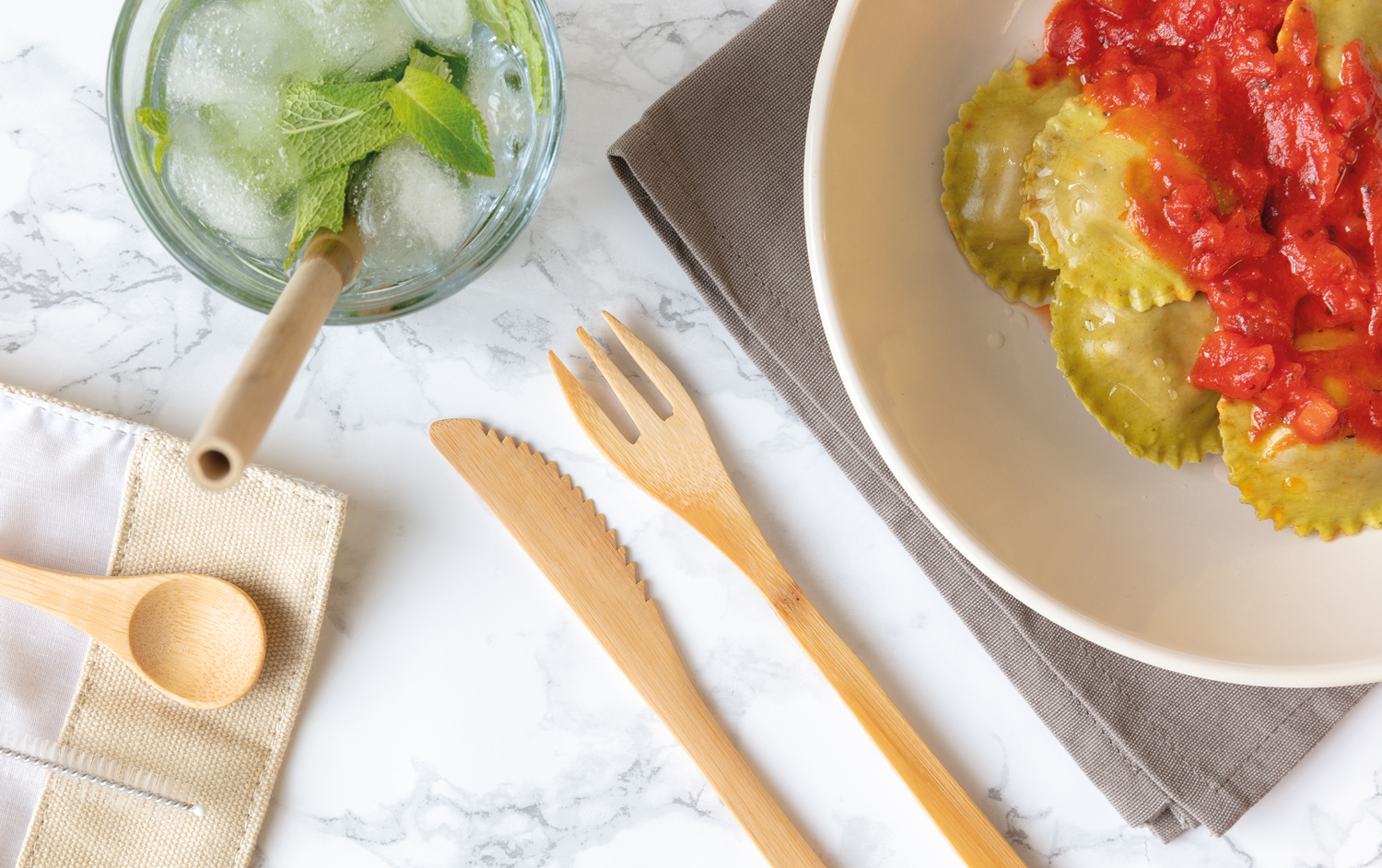 Многоразовый эко-набор столовых приборов Bamboo (Изображение 4)