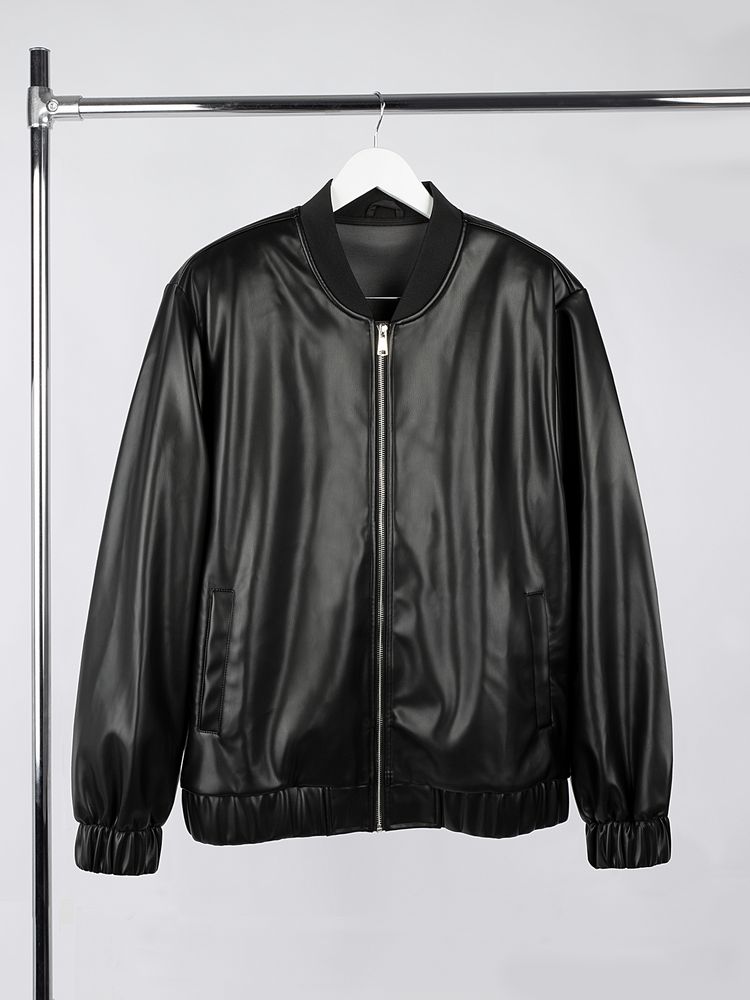 Бомбер из искусственной кожи Univer, черный, размер XL/XXL