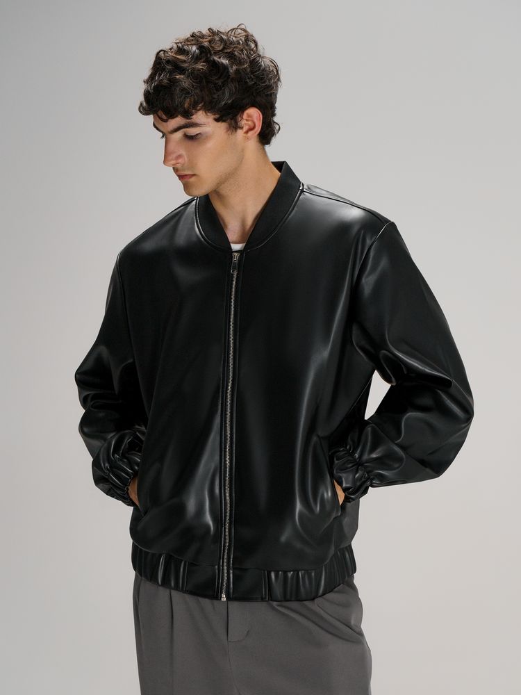 Бомбер из искусственной кожи Univer, черный, размер XL/XXL (Изображение 9)
