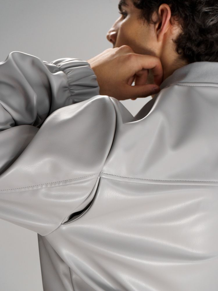 Бомбер из искусственной кожи Univer, серый, размер M/L (Изображение 11)