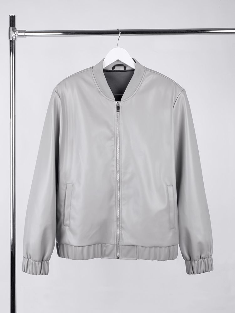 Бомбер из искусственной кожи Univer, серый, размер XL/XXL