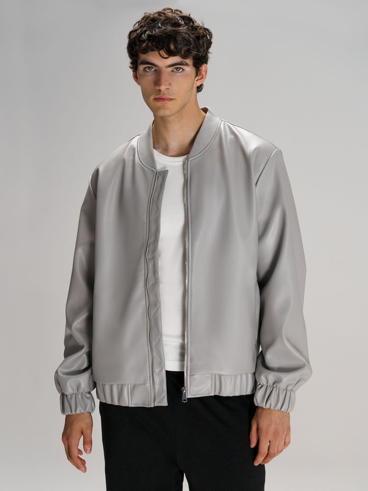 Бомбер из искусственной кожи Univer, серый, размер XL/XXL (Изображение 9)