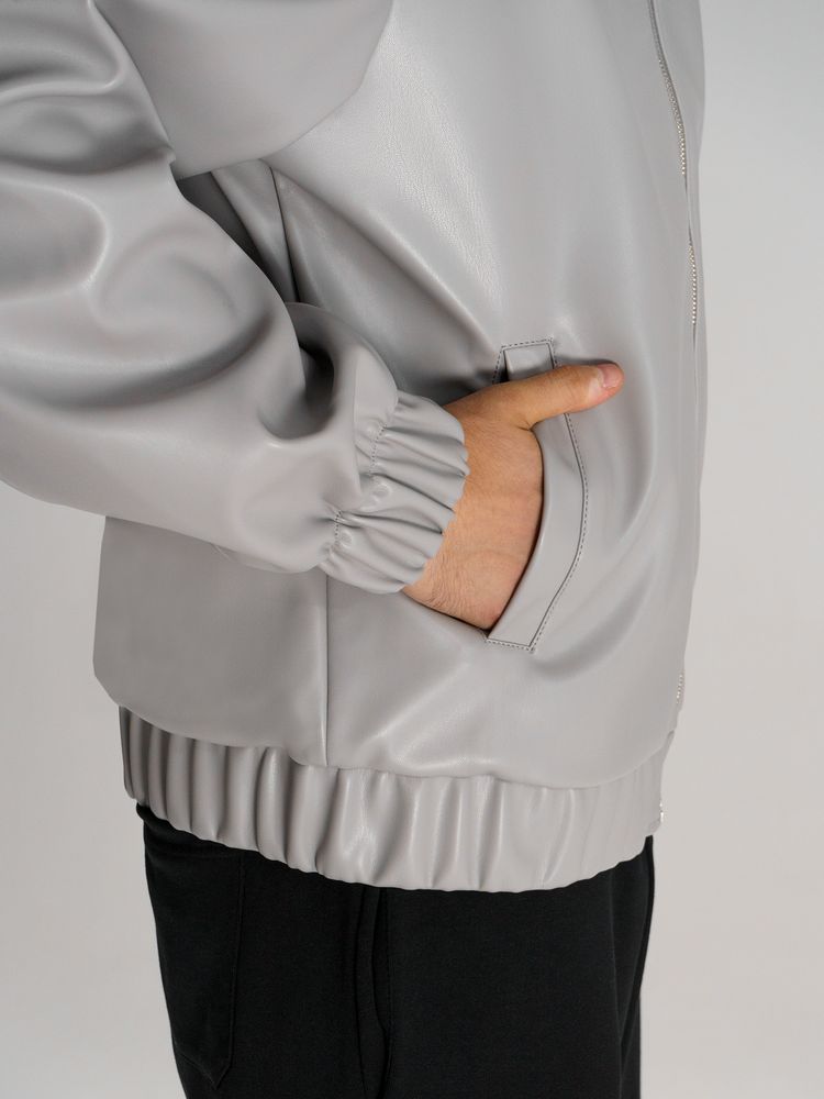 Бомбер из искусственной кожи Univer, серый, размер XL/XXL (Изображение 12)