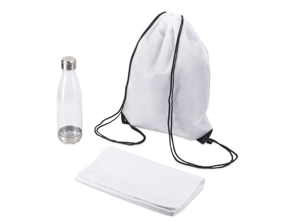 Спортивный набор из бутылки и полотенца Beginner (белый) 