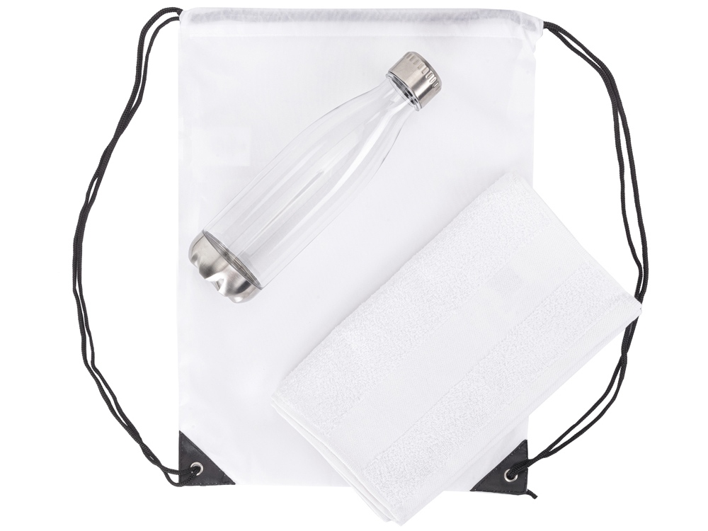 Спортивный набор из бутылки и полотенца Beginner (белый)  (Изображение 2)