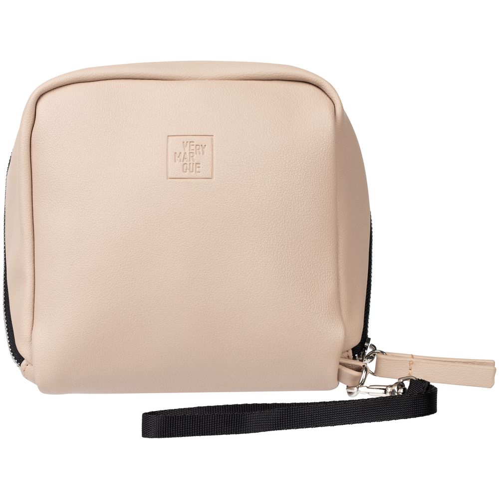 Дорожная косметичка Cubo, бежевая с логотипом (Изображение 3)