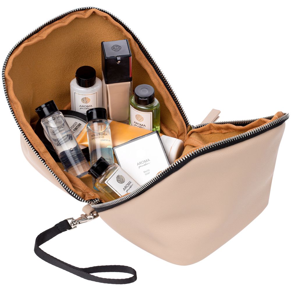 Дорожная косметичка Cubo, бежевая с логотипом (Изображение 5)