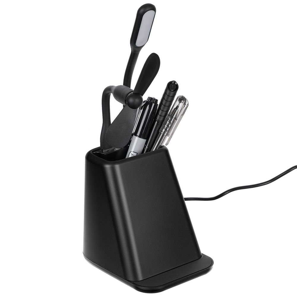 Настольный органайзер с зарядкой, лампой и вентилятором powerTower, черный (Изображение 2)