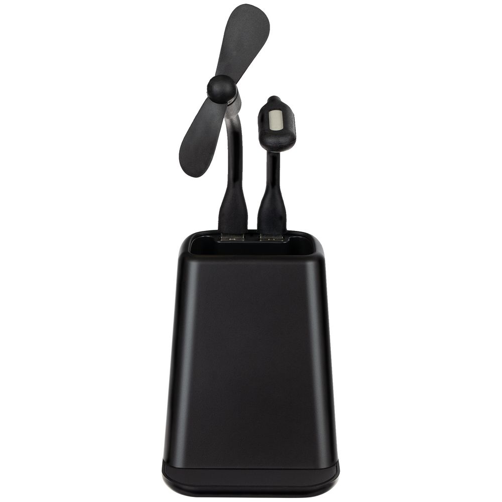 Настольный органайзер с зарядкой, лампой и вентилятором powerTower, черный (Изображение 4)