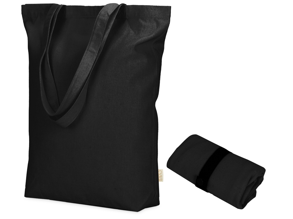 Сумка Fixy из переработанного хлопка 220 г/м2 с фиксирующей лентой (черный) 