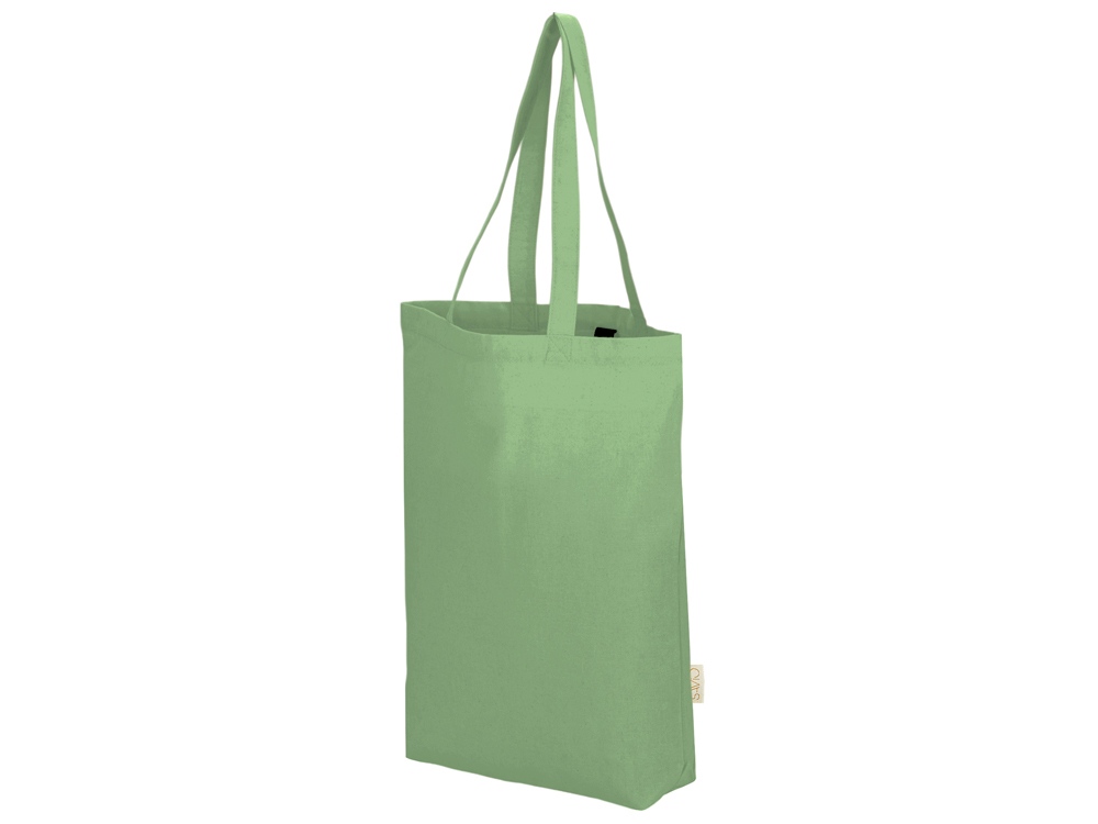 Сумка Fixy из переработанного хлопка 220 г/м2 с фиксирующей лентой (зеленое яблоко)  (Изображение 3)