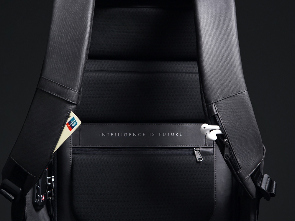 Водостойкий антикражный рюкзак Hipack для ноутбука 15.6, черный (Изображение 7)