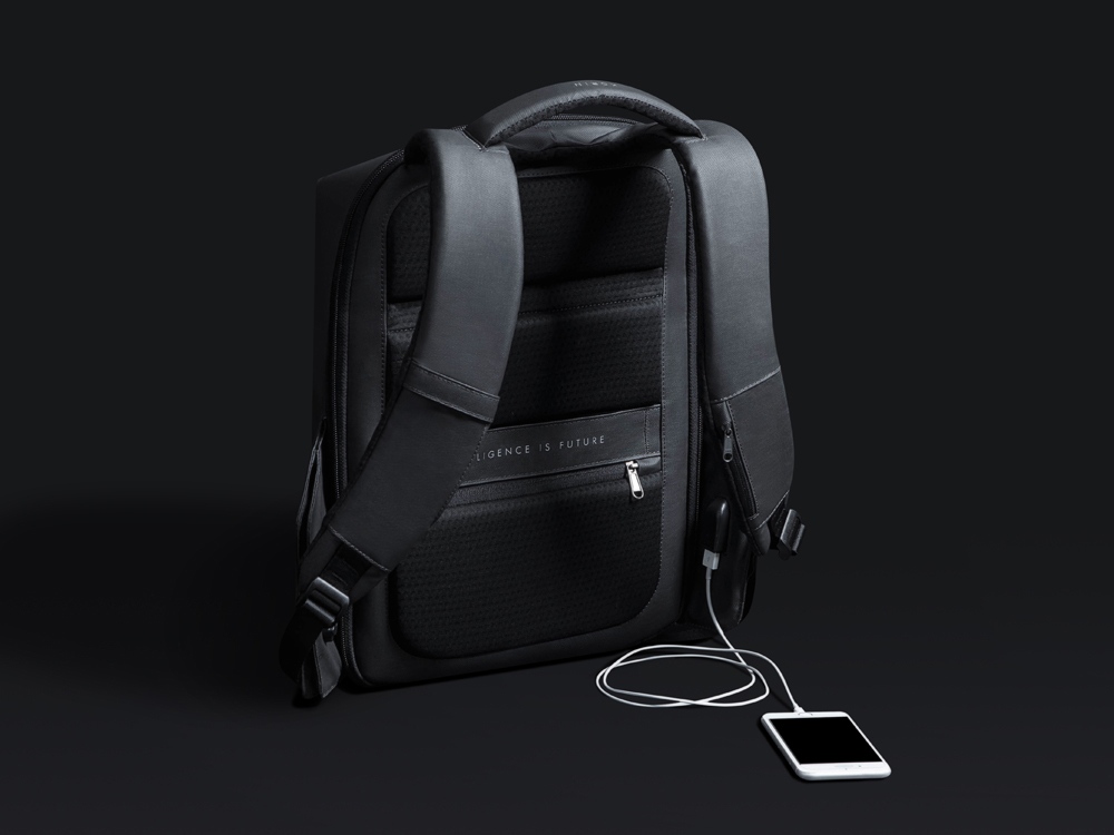 Водостойкий антикражный рюкзак Hipack для ноутбука 15.6, черный (Изображение 8)