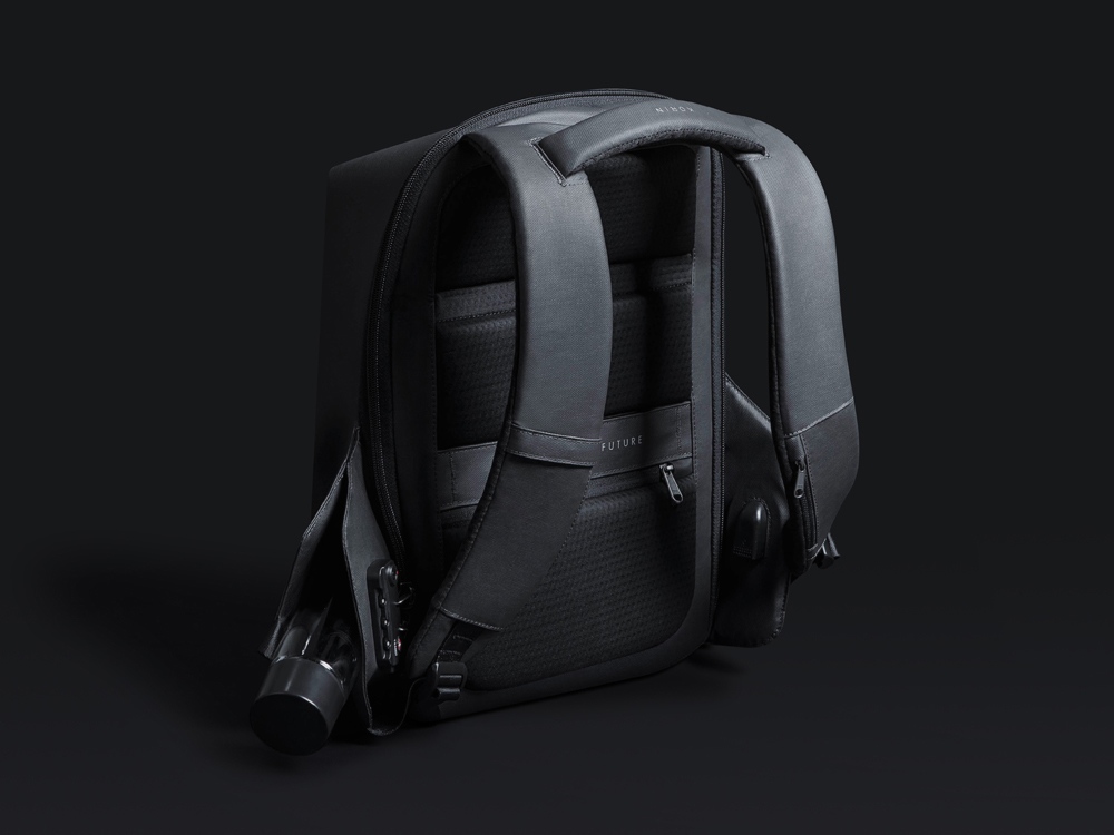 Водостойкий антикражный рюкзак Hipack для ноутбука 15.6, черный (Изображение 10)