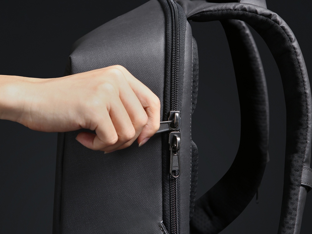 Водостойкий антикражный рюкзак Hipack для ноутбука 15.6, черный (Изображение 14)