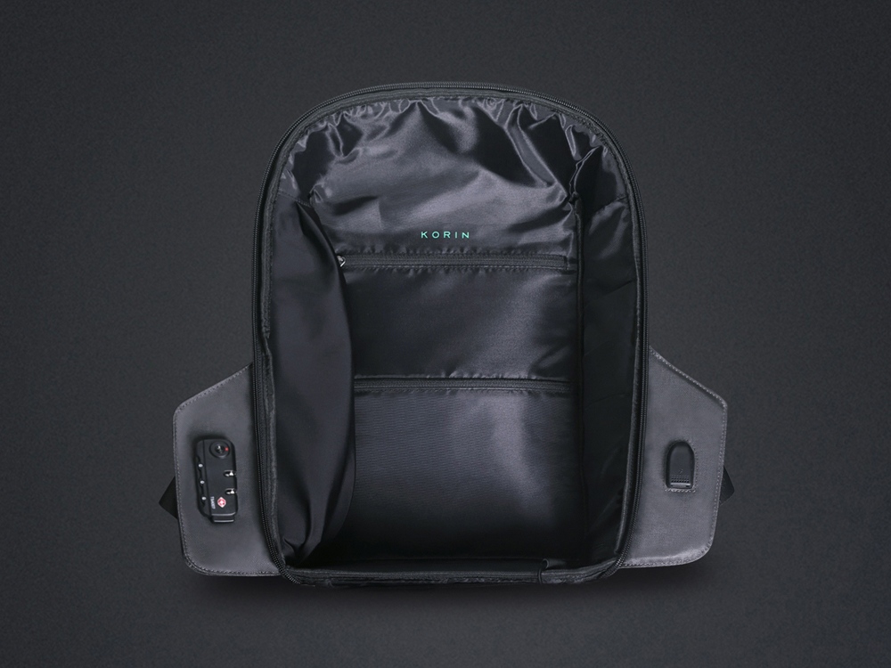 Водостойкий антикражный рюкзак Hipack для ноутбука 15.6, черный (Изображение 15)