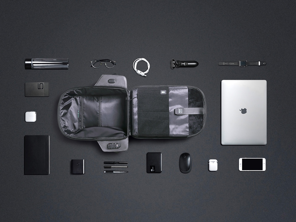 Водостойкий антикражный рюкзак Hipack для ноутбука 15.6, черный (Изображение 18)