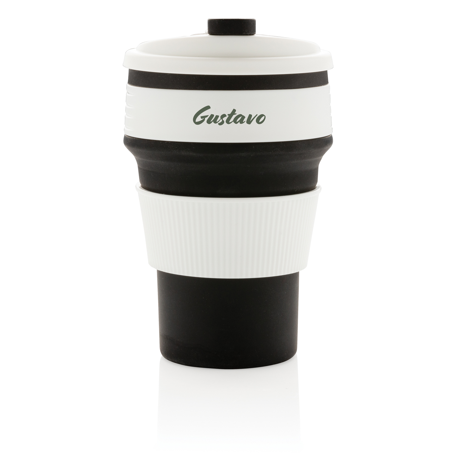 Складная силиконовая термокружка, черная (Изображение 4)