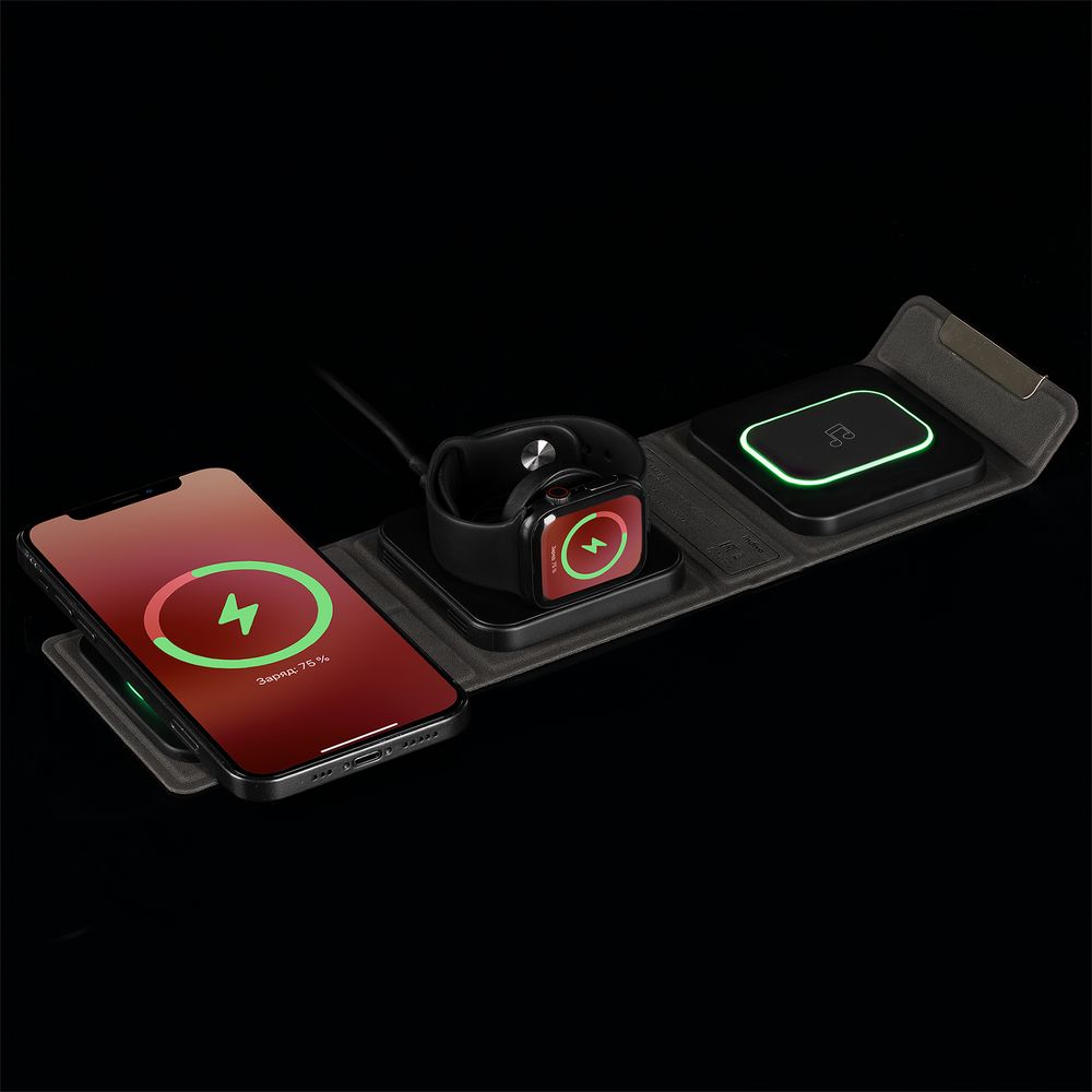 Складная станция беспроводной зарядки triFlex, черная (Изображение 7)