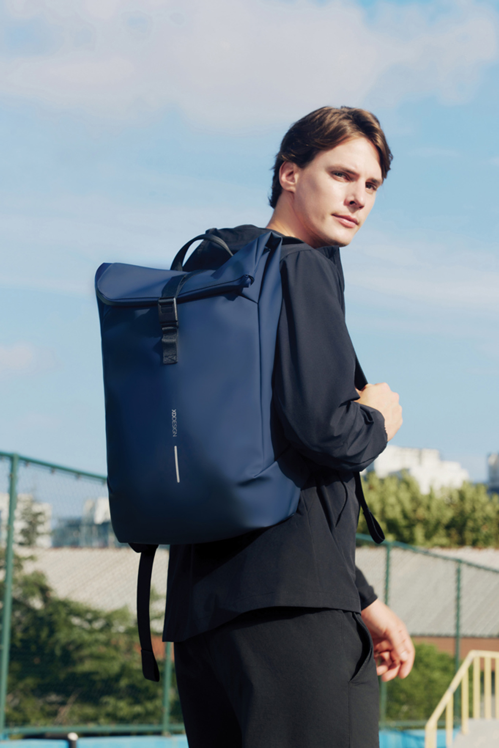 Антикражный водонепроницаемый рюкзак Urban Flap-Top, темно-синий (Изображение 11)
