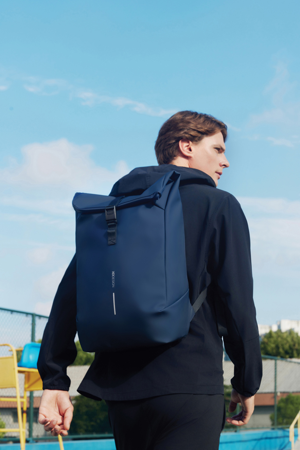 Антикражный водонепроницаемый рюкзак Urban Flap-Top, темно-синий (Изображение 12)