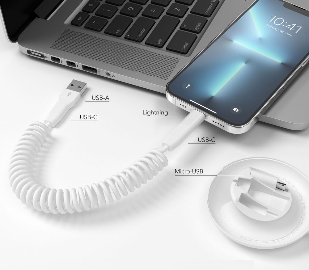 Кабель Vonmahlen Allroundo Eco для быстрой зарядки, белый (Изображение 4)