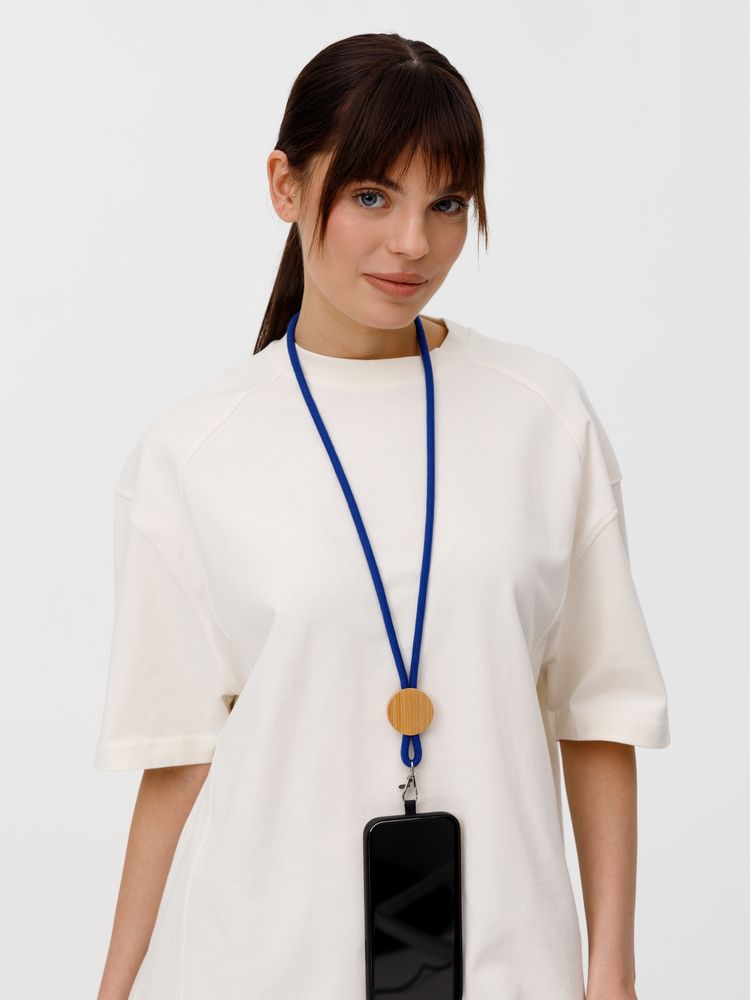 Шнурок для бейджа Tube Wood, синий (Изображение 8)