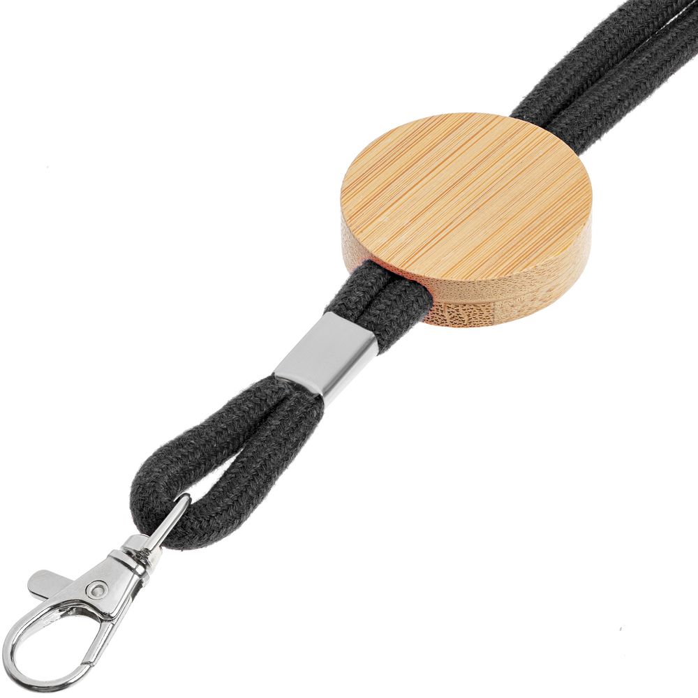 Шнурок для бейджа Tube Wood, черный (Изображение 3)