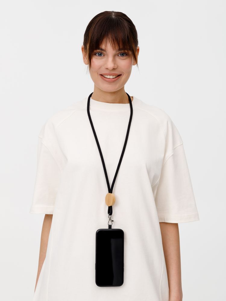 Шнурок для бейджа Tube Wood, черный (Изображение 8)