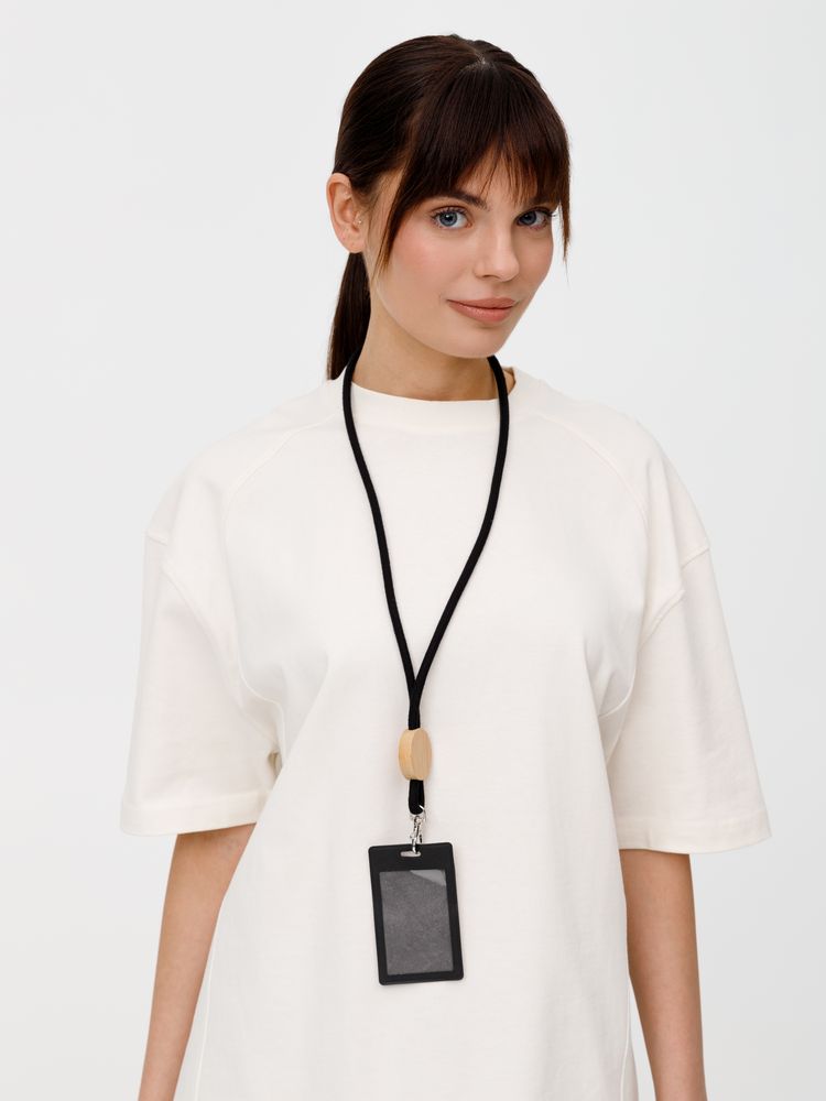 Шнурок для бейджа Tube Wood, черный (Изображение 9)