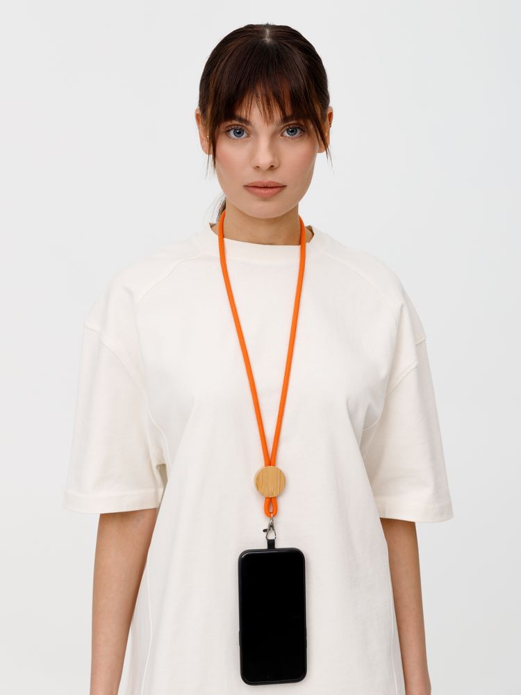 Шнурок для бейджа Tube Wood, оранжевый (Изображение 8)