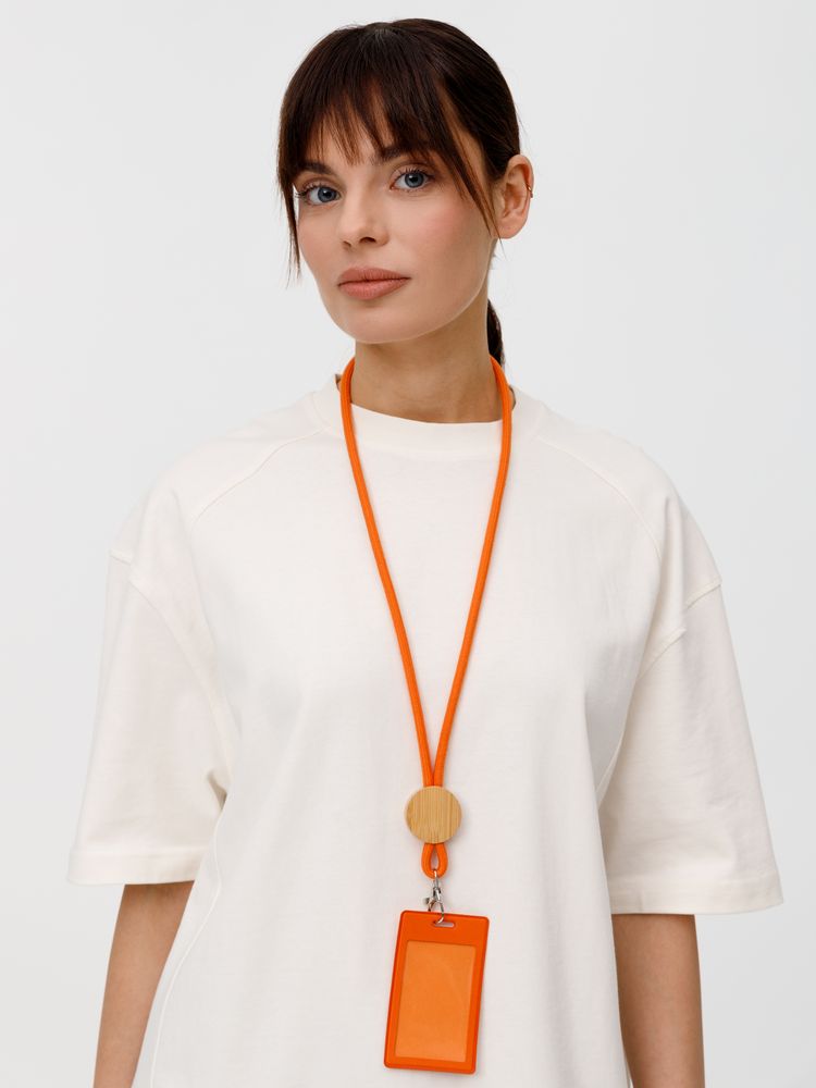 Шнурок для бейджа Tube Wood, оранжевый (Изображение 9)