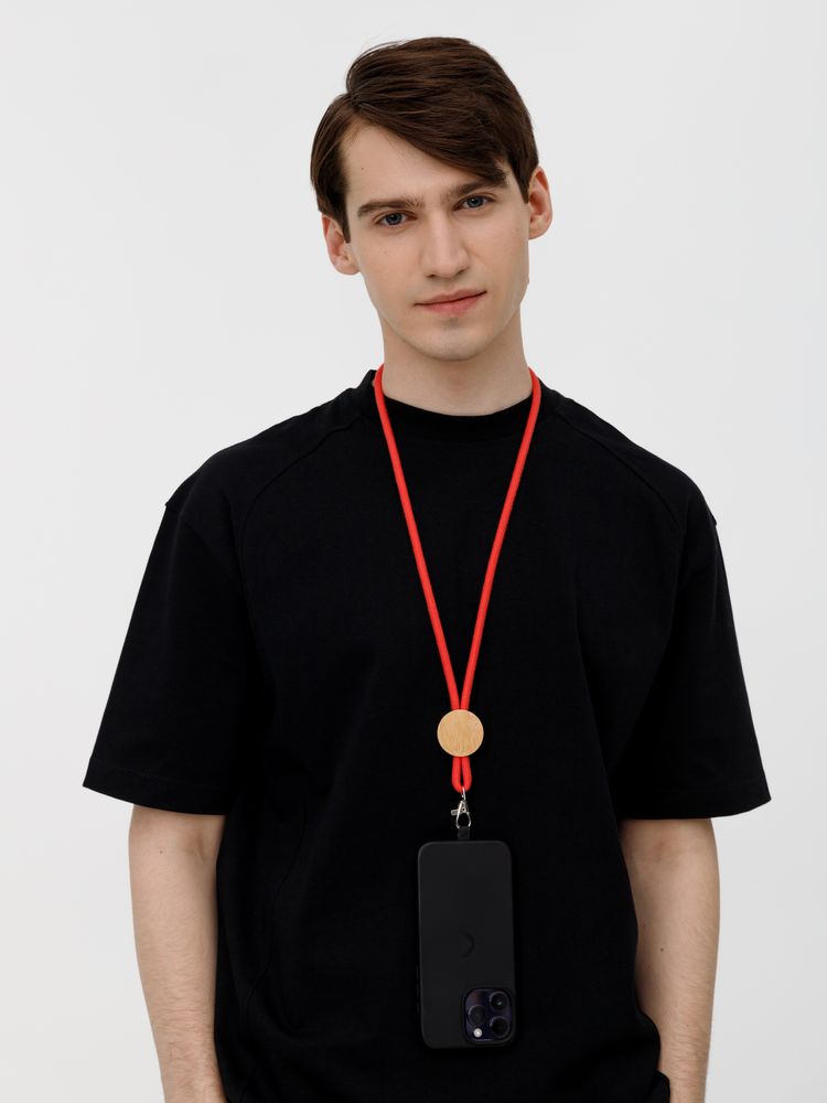 Шнурок для бейджа Tube Wood, красный (Изображение 8)