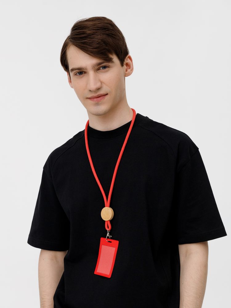 Шнурок для бейджа Tube Wood, красный (Изображение 9)