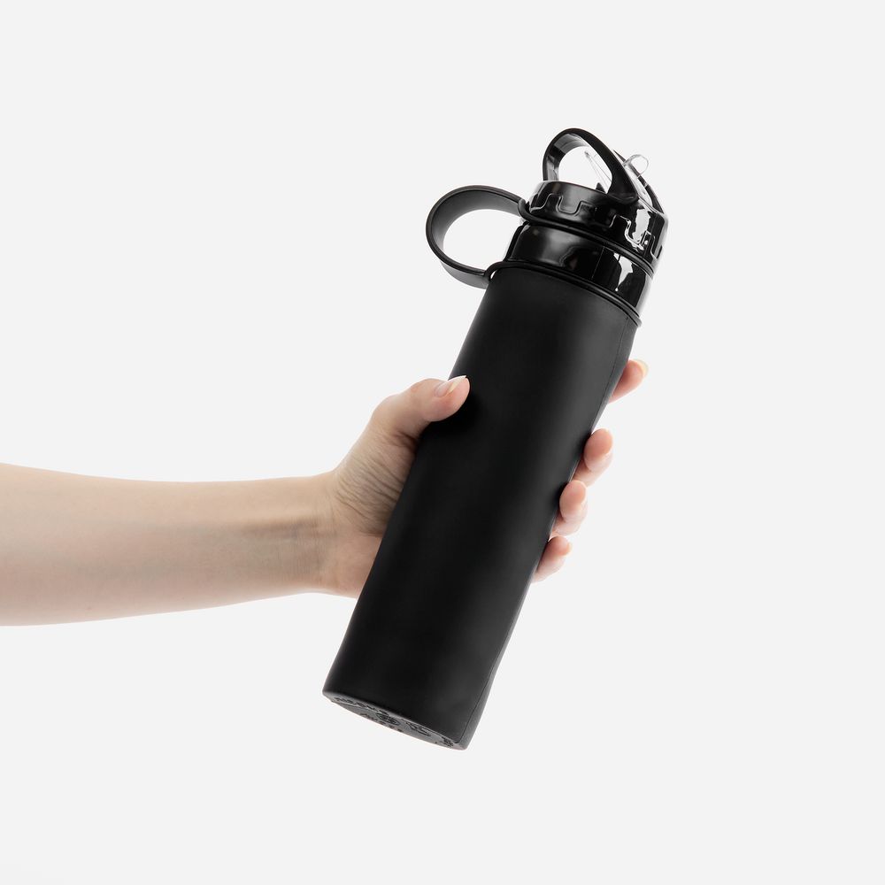 Складная бутылка для воды Langfossen, черная (Изображение 6)
