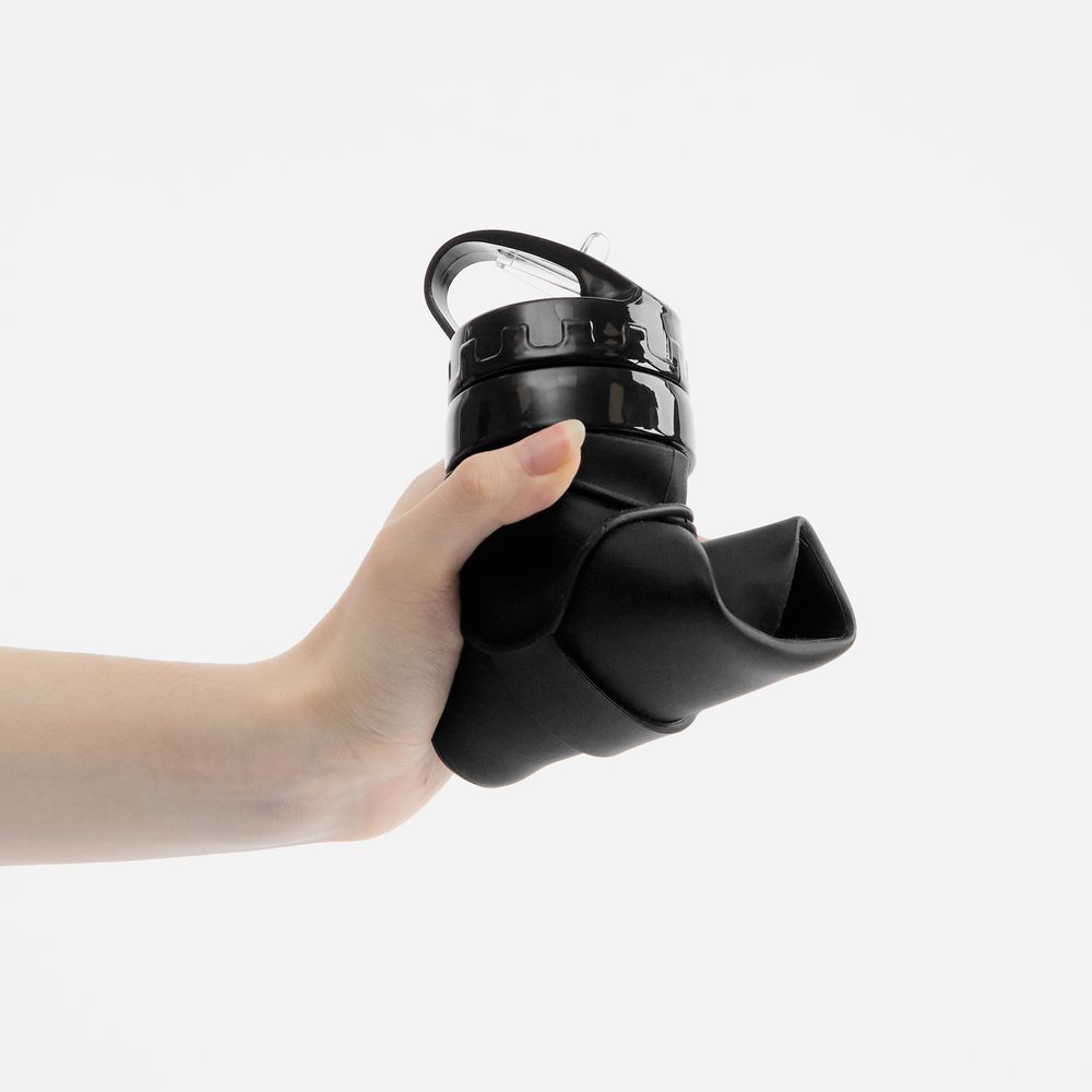 Складная бутылка для воды Langfossen, черная (Изображение 7)