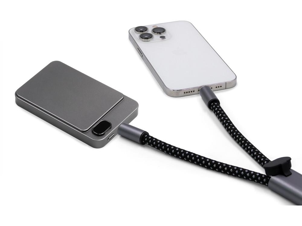 Ремешок-держатель для телефона с зарядным кабелем USB-C - USB-C Lany Wristband Charge Eco, серый (Изображение 3)