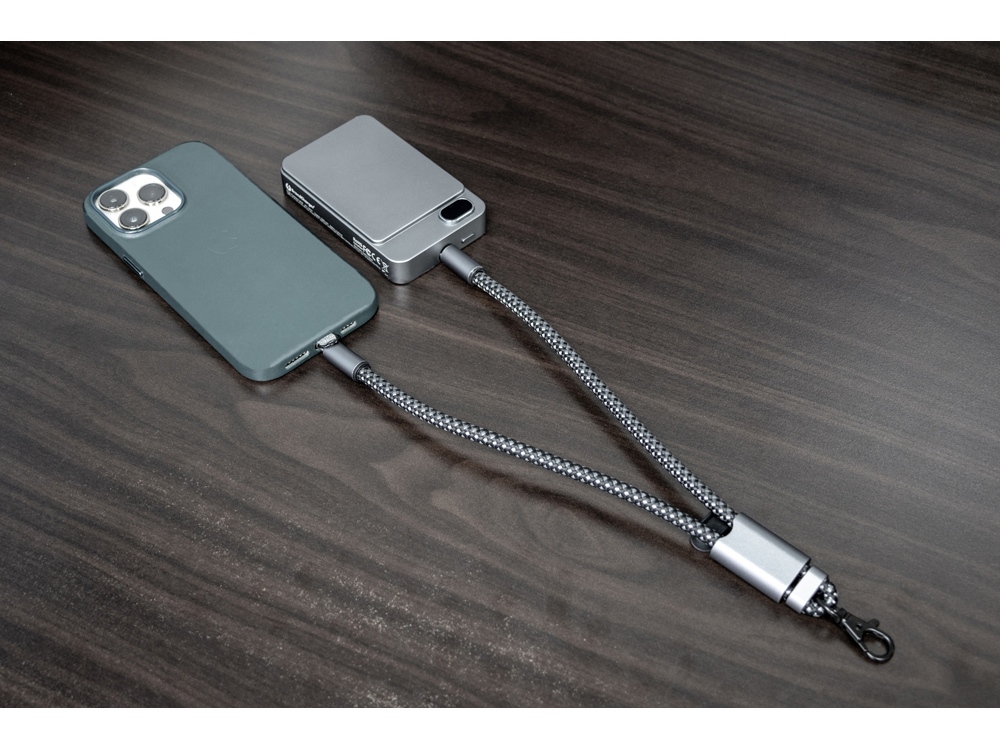 Ремешок-держатель для телефона с зарядным кабелем USB-C - USB-C Lany Wristband Charge Eco, серый (Изображение 17)
