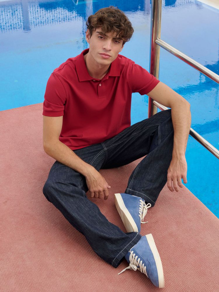 Рубашка поло унисекс Pacific, красная (бургунди), размер L (Изображение 7)