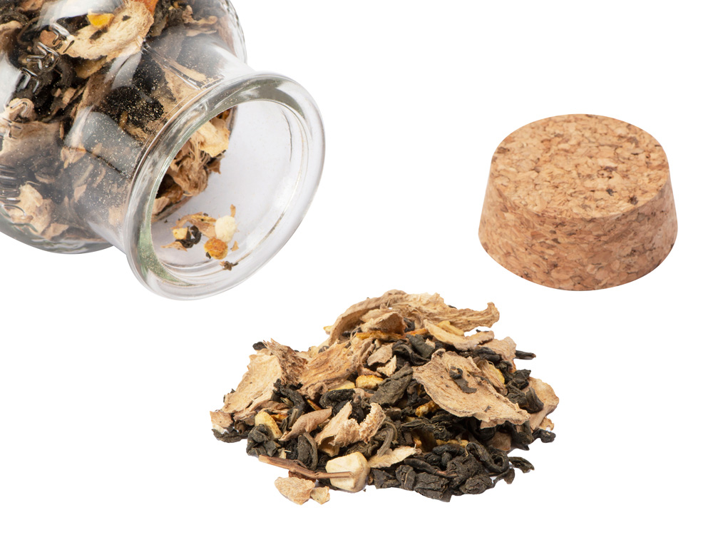 Чай зеленый, с соком имбиря и кусочками имбиря/апельсина, 150г (Р) (Изображение 2)