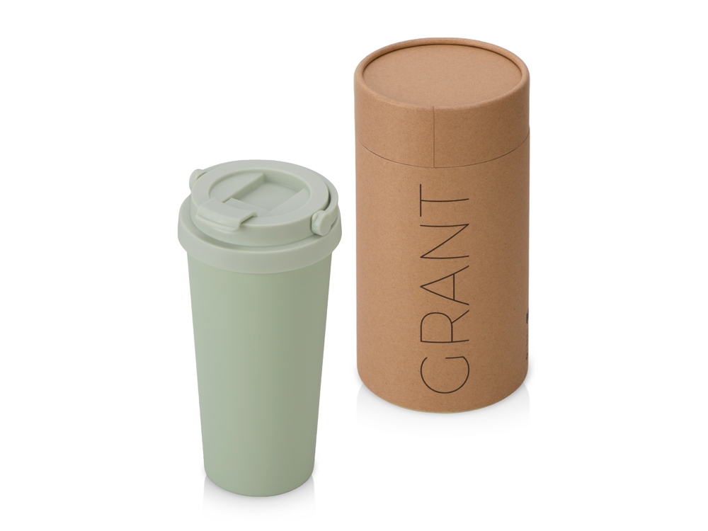 Вакуумная термокружка Grant, soft-touch, тубус (оливковый) 