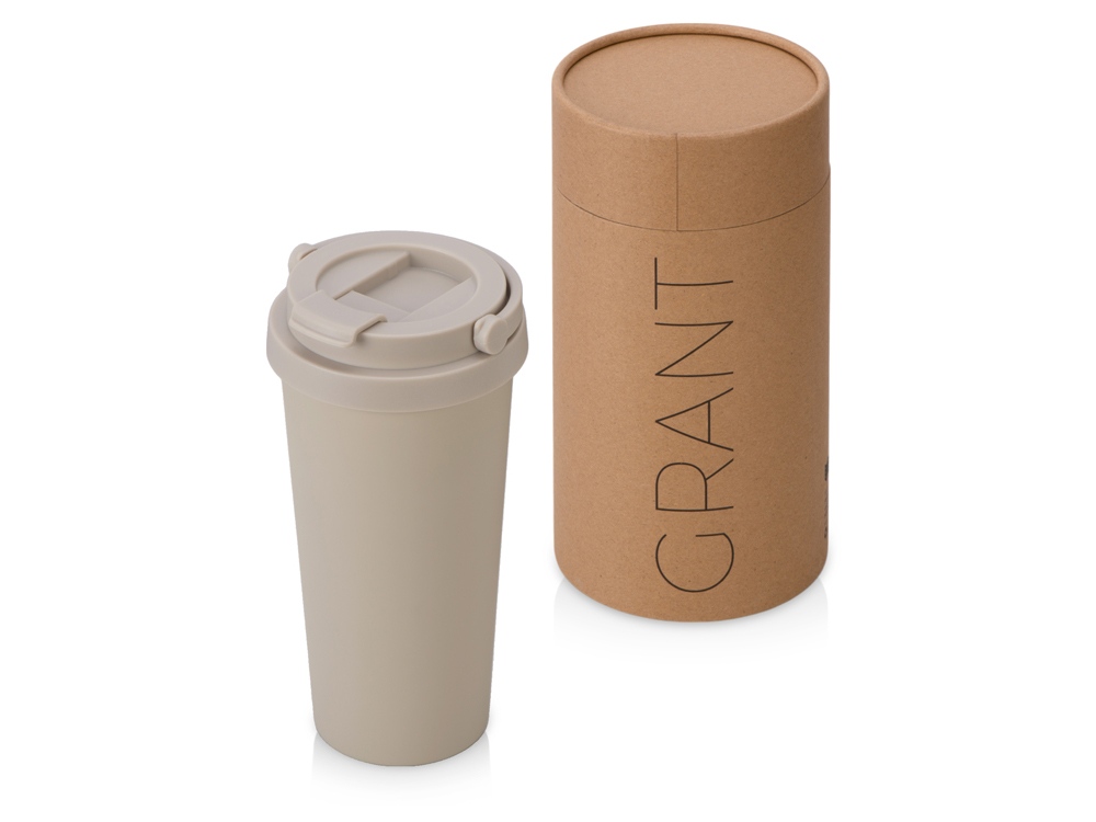 Вакуумная термокружка Grant, soft-touch, тубус (бежевый) 