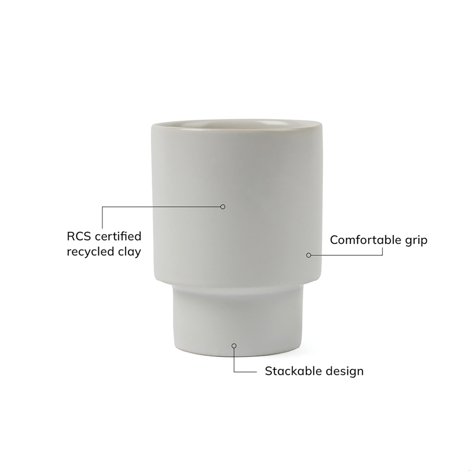 Стакан VINGA Nagano pure из глины RCS, 300 мл (Изображение 6)