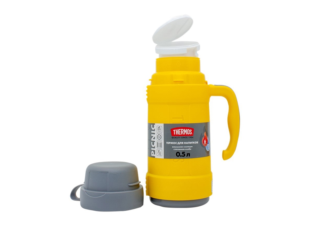 Термос со стеклянной колбой тм THERMOS PICNIC 40 Series Yellow 0,5L (Изображение 3)
