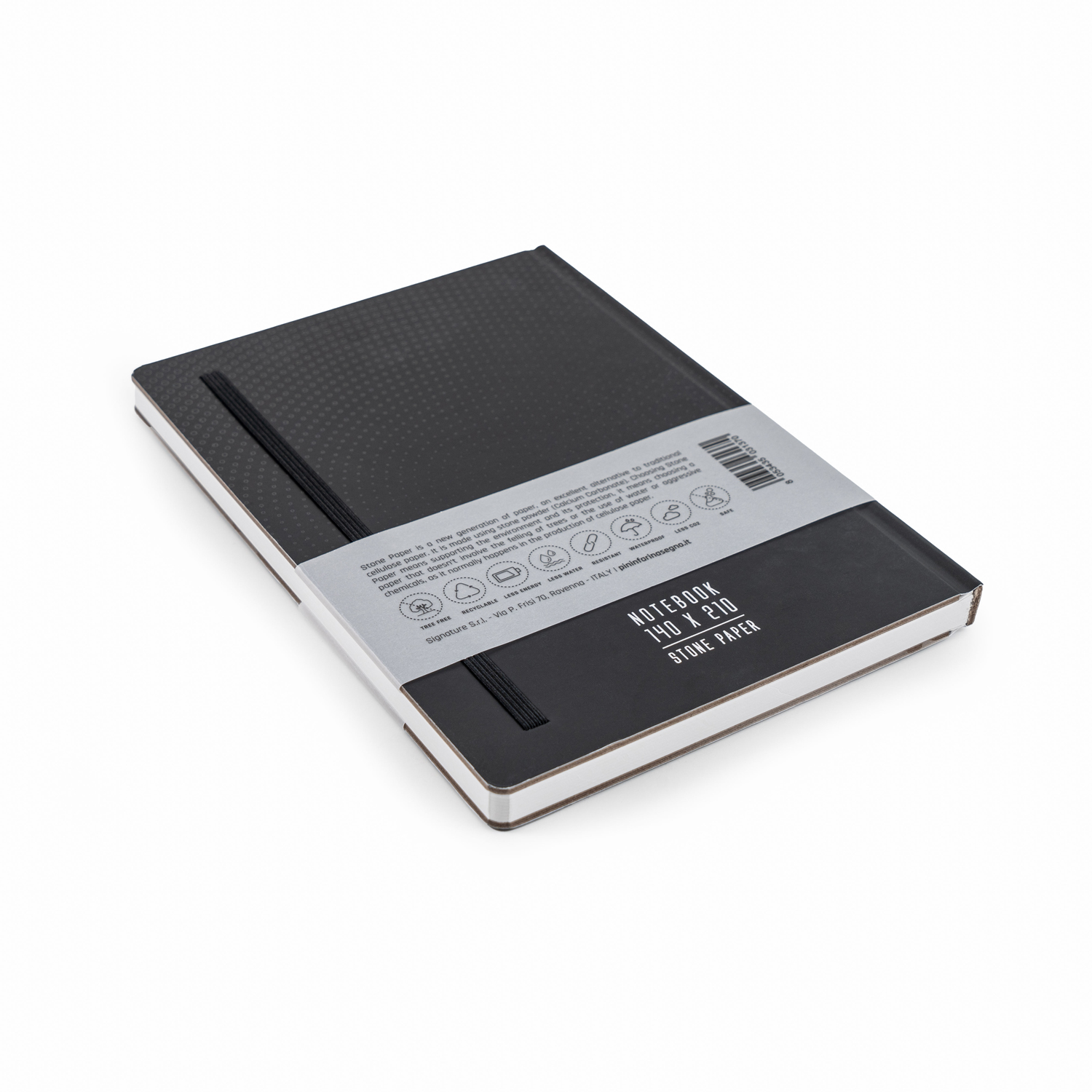 Блокнот линованный Pininfarina из каменной бумаги в твердой обложке, А5, черный (Изображение 2)