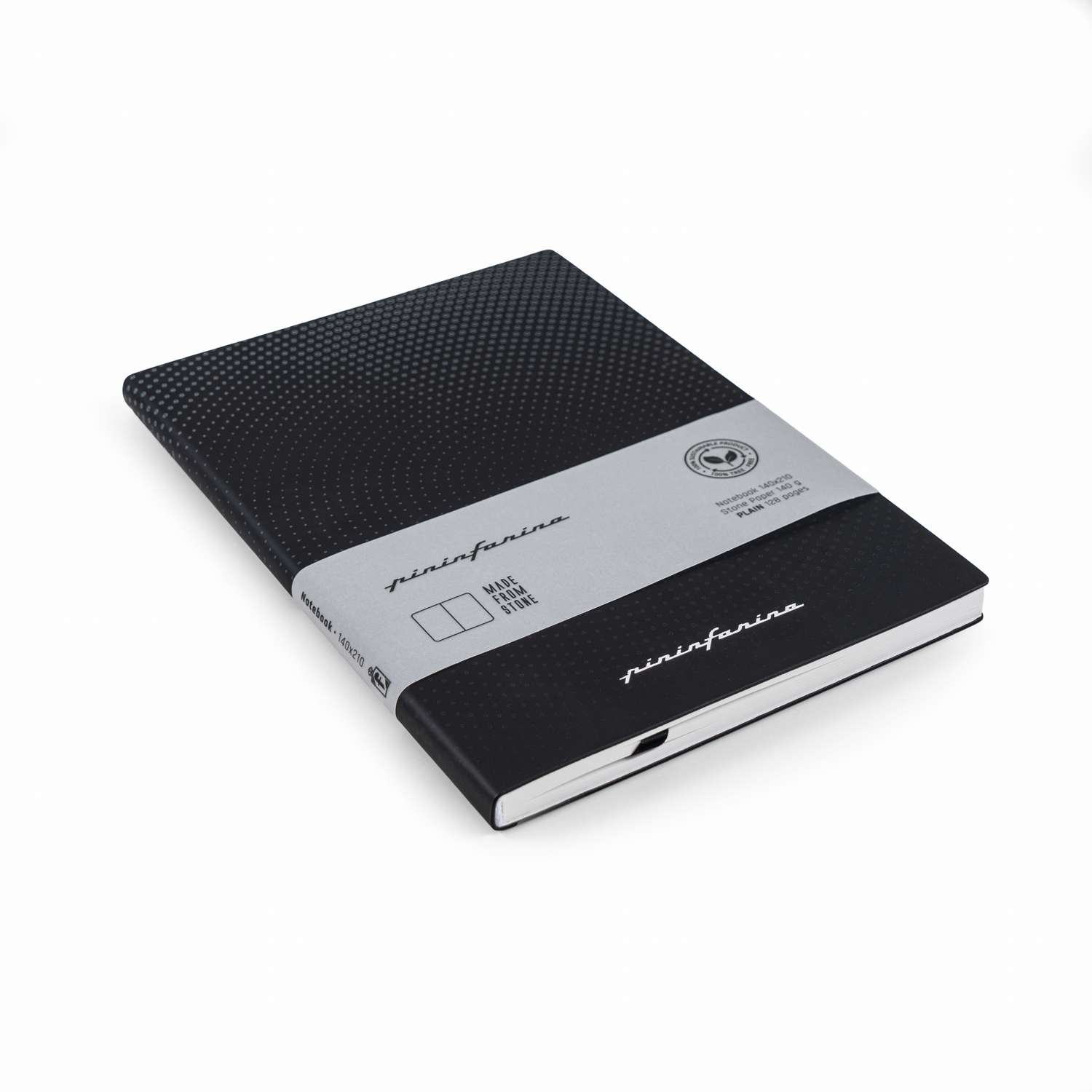 Блокнот линованный Pininfarina из каменной бумаги в мягкой обложке, А5, черный (Изображение 1)