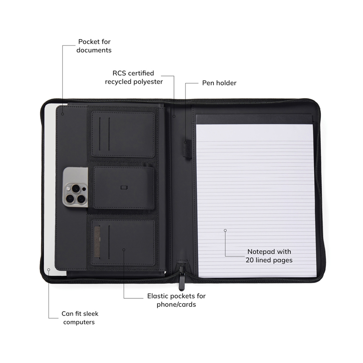 Органайзер VINGA Baltimore из переработанного PU RCS, A4 (Изображение 7)