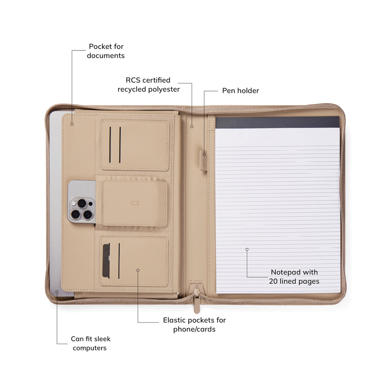 Органайзер VINGA Baltimore из переработанного PU RCS, A4 (Изображение 6)