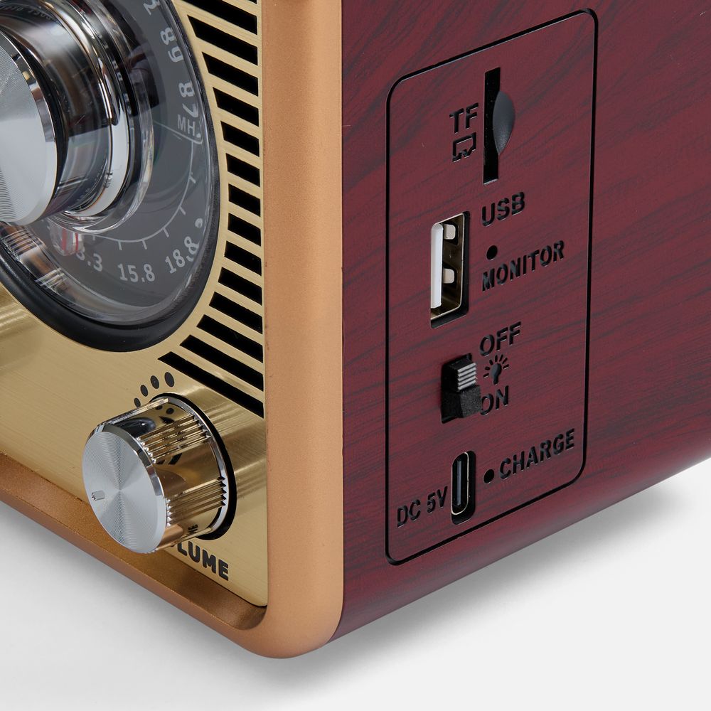 Bluetooth-колонка с радио Listenberg, коричневая (Изображение 6)