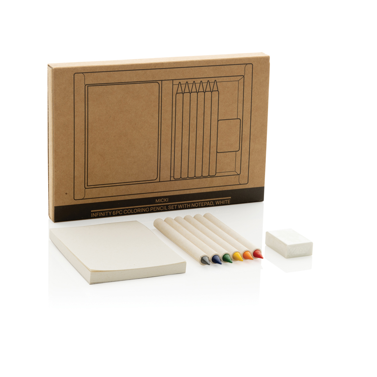 Набор вечных цветных карандашей Micki Infinity GRS с блокнотом и ластиком (Изображение 4)